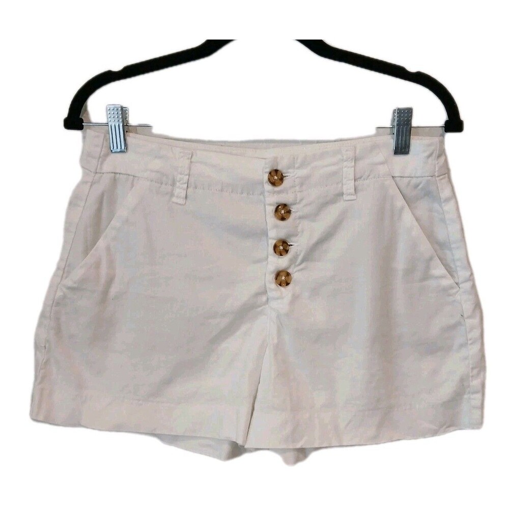 Level 99 Shorts Women 29 White Cassandra Linen Blend Casual Summer Anthropologie